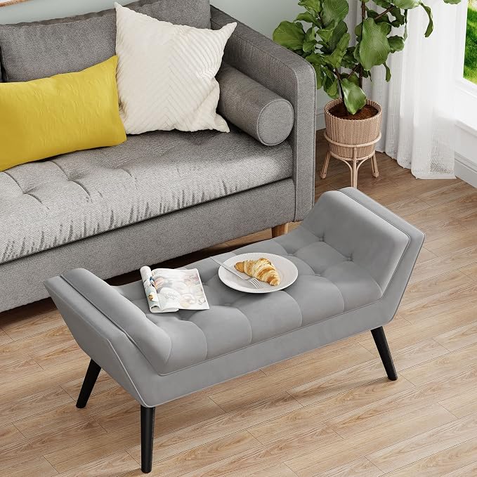 Tufted Bed Bench Fabric Ottoman Footstools - Image 6