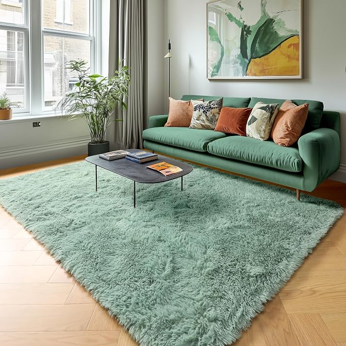 Sage Green Rugs for Living Room, 5x7 Ft Shaggy Rug Plush Fuzzy Carpet for - Image 7