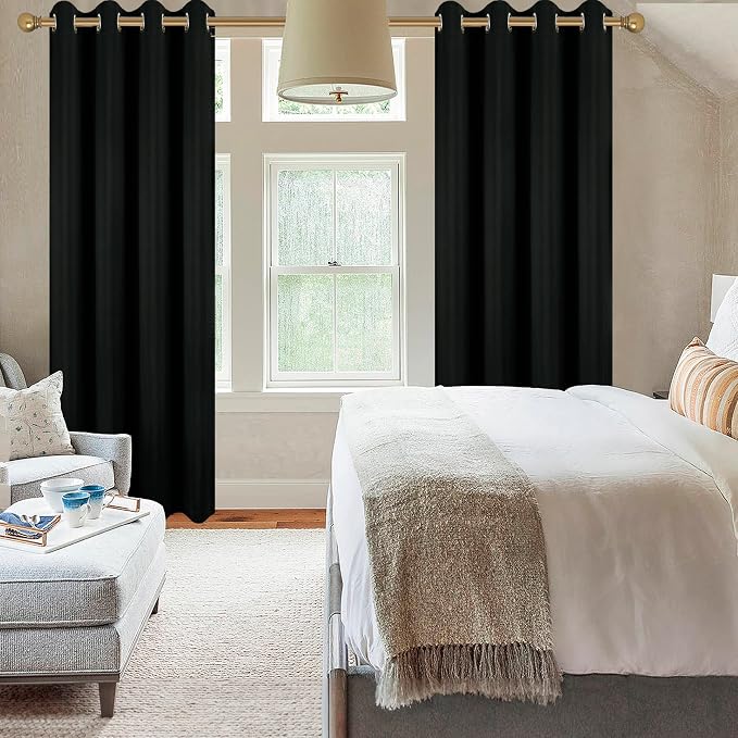 Diraysid Black Grommet Blackout Curtains - Image 9