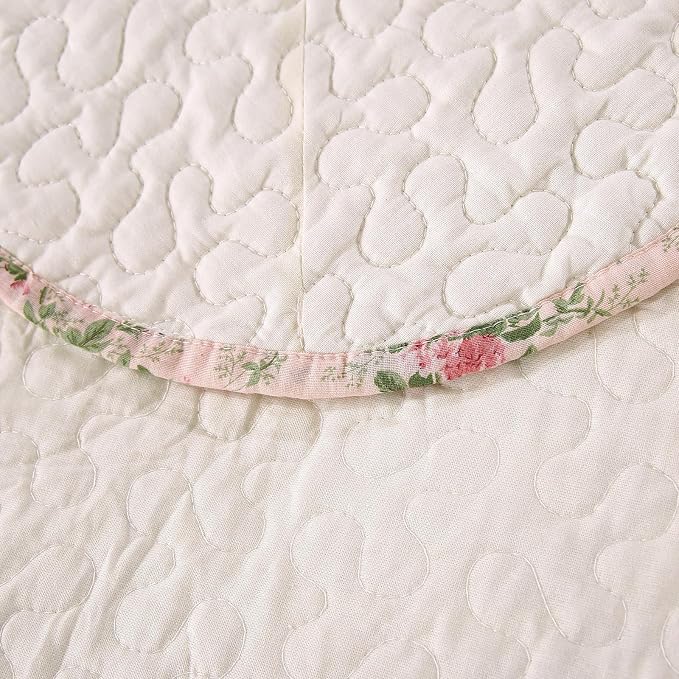 Quilt Set Floral Leaves 3D Embroidery Pattern 3 PCS Cotton Reversible Quilted - Image 8