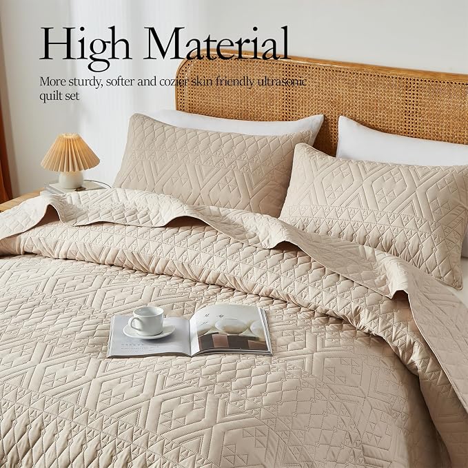 akkialla Twin Size Quilt Bedding Set, Modern Style Geoetric Pattern Coverlet Set - Image 3