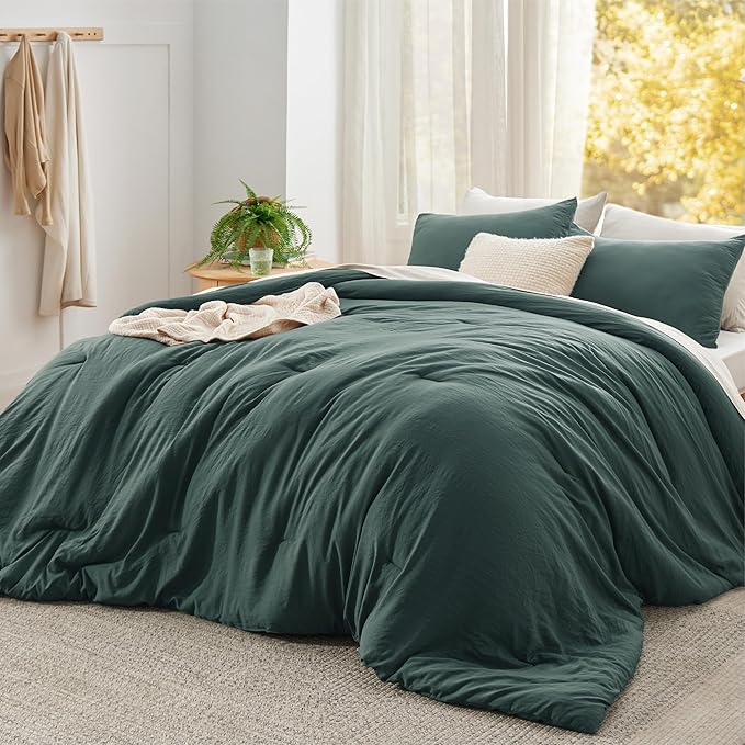 Bedsure Super King Comforter Set, Forest Green Soft Prewashed Bedding by Unknown