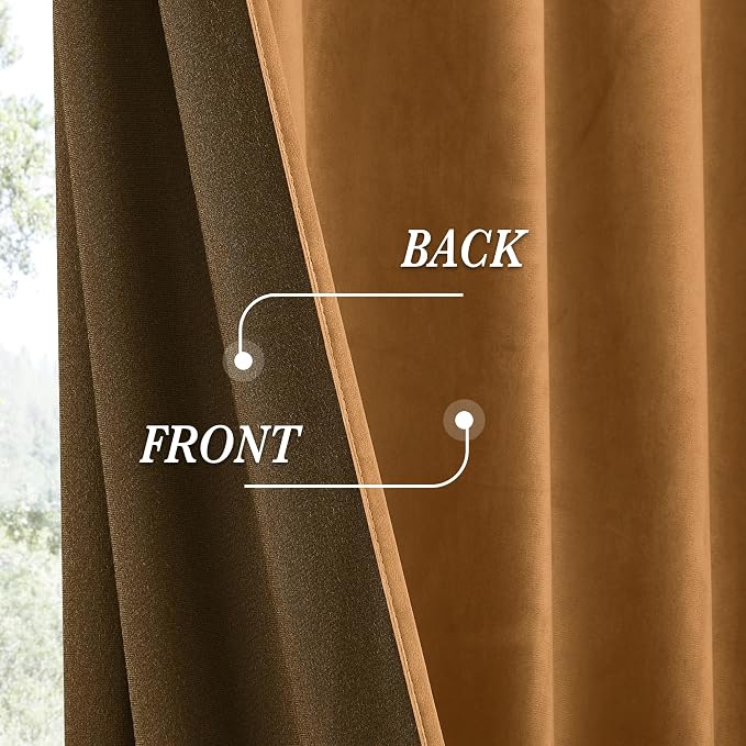 RYB HOME Bronze Velvet Curtains 72 inches - Image 5