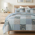 SLPR - Wildflowers Blue Floral Patchwork Cotton Quilt Set, King and 2 Shams | by SLPR