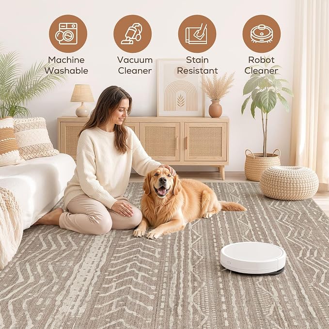 Nakagishi Area Rug Living Room Rugs: 12x18 Large Soft Machine Washable Boho - Image 3