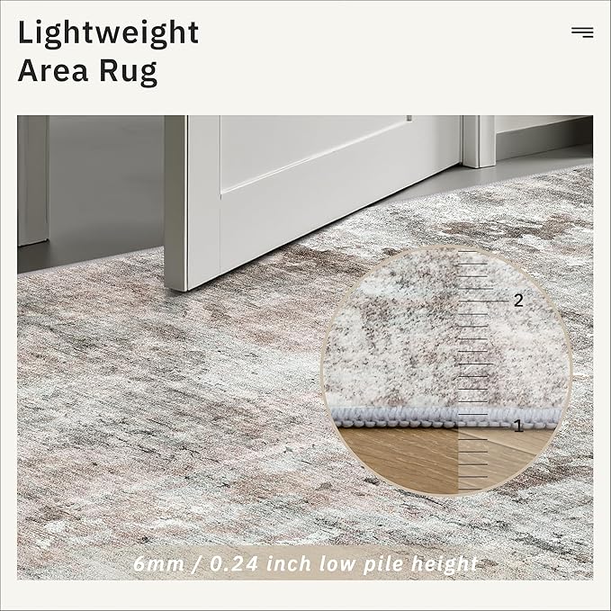 Soalmost Abstract Runner Rug 2x12 Hallway Kitchen Runners Pink/Grey | Vintage - Image 7