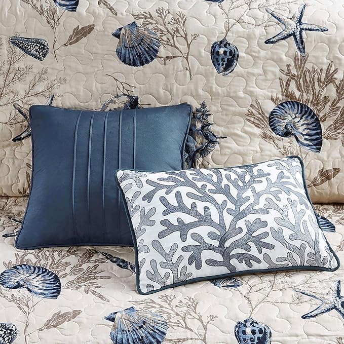 Madison Park Cottage Coastal Starfish Blue King Bedspread Set, Machine Washable - Image 9