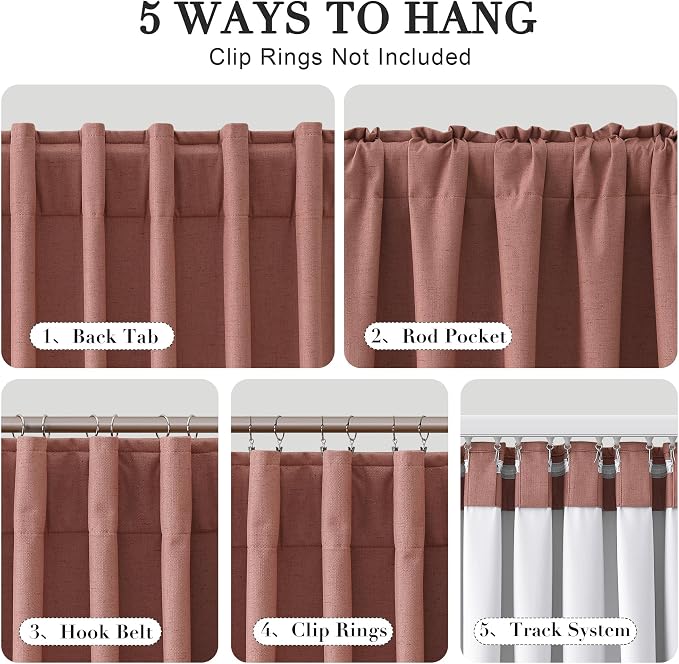 Joywell 100% Blackout Linen Curtains 108 Inches - Image 2