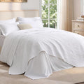 Love's cabin Queen Quilt Set White, Bed in a Bag Queen Size Bedding 7 Pieces by Lovescabin