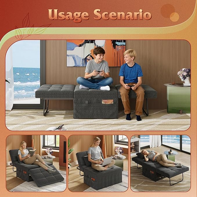 WLIVE Folding Ottoman Bed, Sleeper Chair, 4-in-1 Multi-Function, Convertible - Image 6
