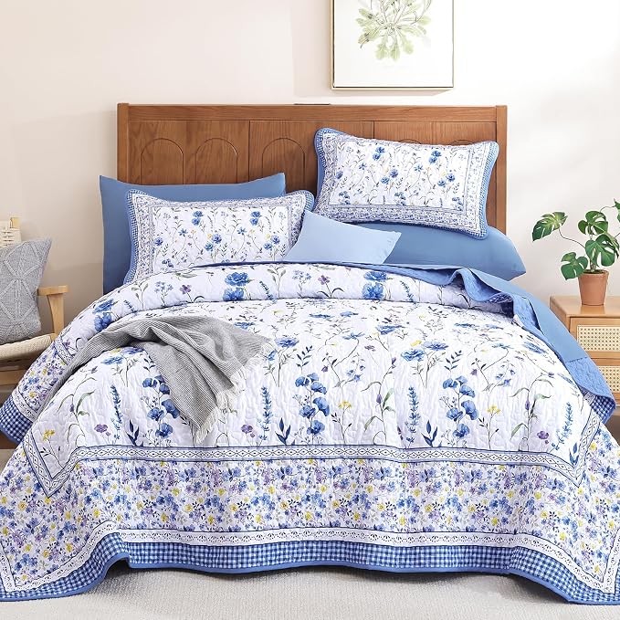 WONGS BEDDING Floral Quilt Set Queen - Image 8