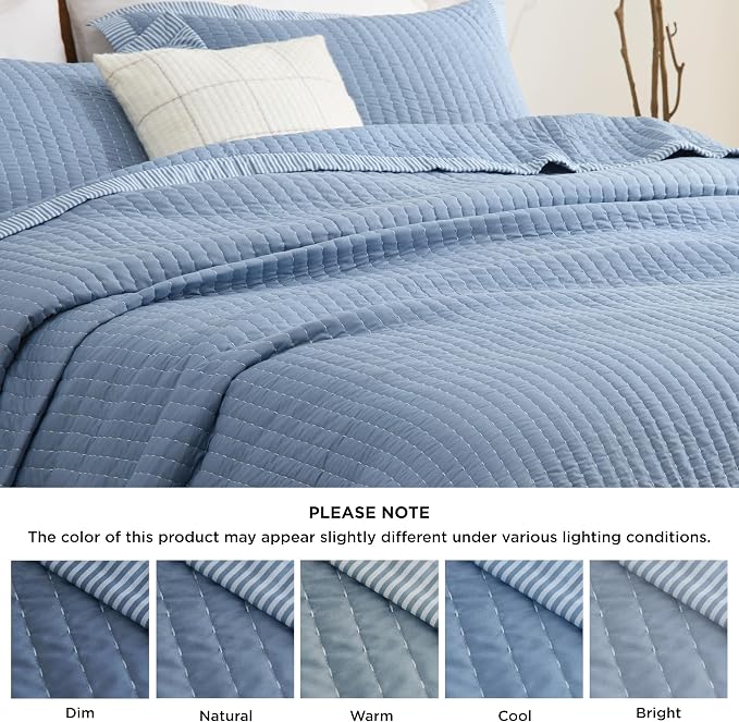 Bedsure Twin Size Quilt, Lightweight Soft Striped Comforter Set, All-Season - Image 6