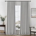 Grey Linen Room Darkening Curtains 96 Inches Long 2 Panels Set by QJMYDECO