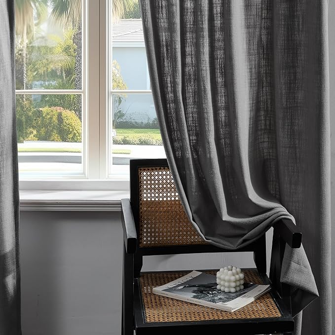 Deconovo Linen-Blend Semi-Sheer Curtains 2 Panels, Hidden Tab and Rod Pocket - Image 6