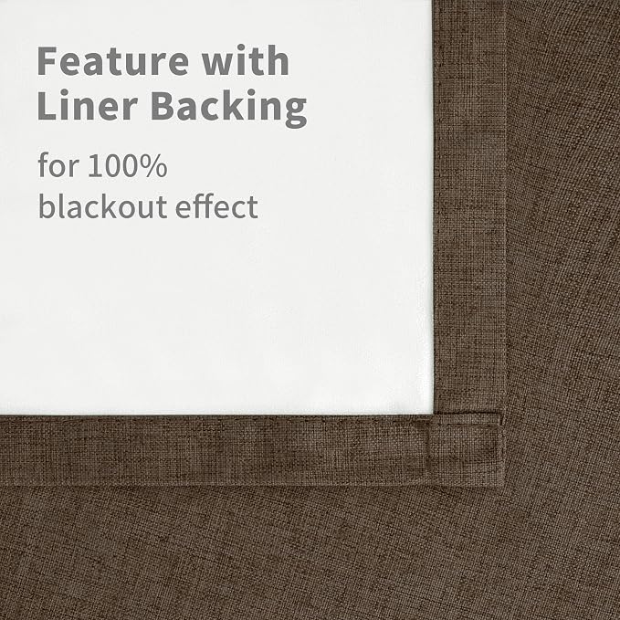 YoungsTex Brown Linen Blackout Curtains 63 Inches Long - Image 9