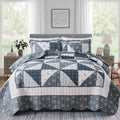 Full/Queen Size Quilt Set Grey Floral Patchwork Bedspreads Bedding Set | by VIVILINEN