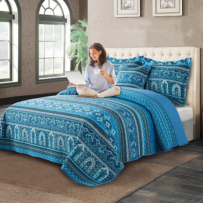 VAPUTAR Cotton Quilt Queen Size Bedding Set - Image 8