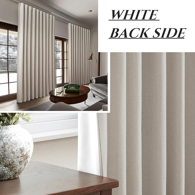 Blackout Curtains 70 Inches Extra Wide Natural Linen Curtains 84 Inch Length - Image 8