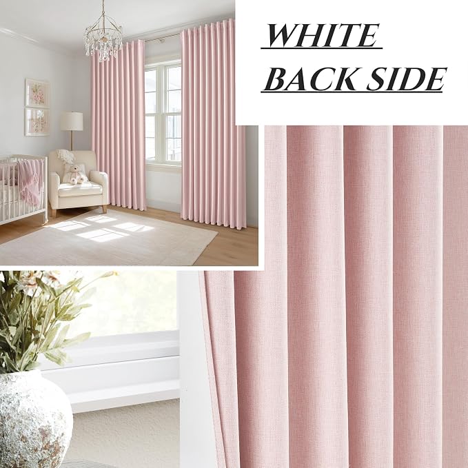 Cute Baby Pink Blackout Curtains 70 Inches Extra Wide Pleated - Image 8