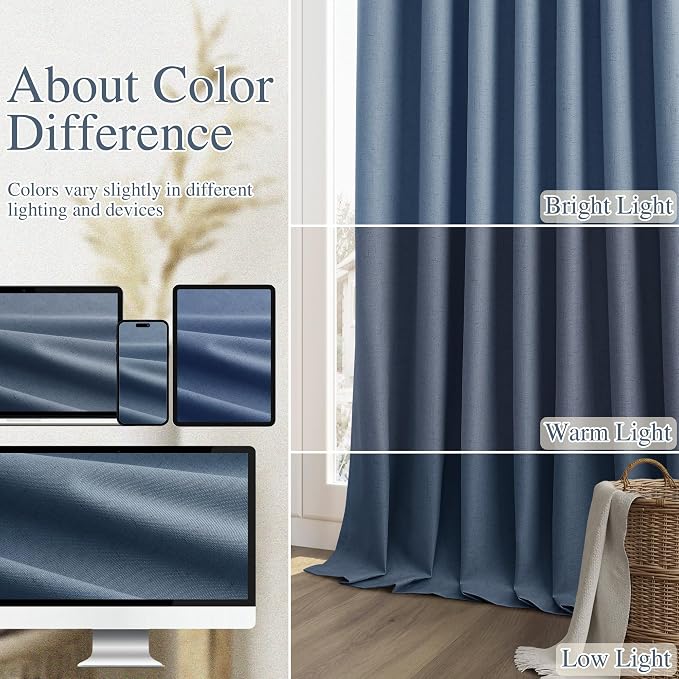 100% Blackout Curtains 108 Inch Length 2 Panels Set - Image 7