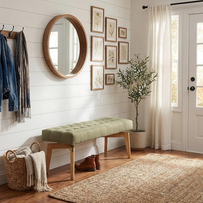 DUOMAY Green Upholstered End of Bed Bench - Image 6