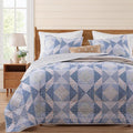 Queen Quilt Set-3 Pieces Soft Bedding Lightweight Floral Patchwork Coverlet | by BLOOMHAVEN