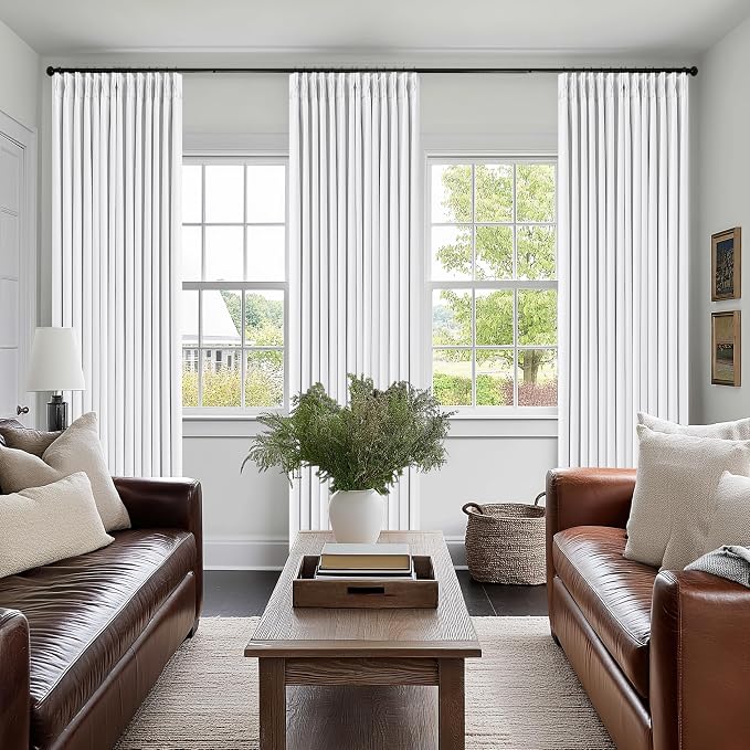 Snow White Pleated Linen 100% Blackout Curtains 90 Inches Long | Pinch Pleat - Image 8