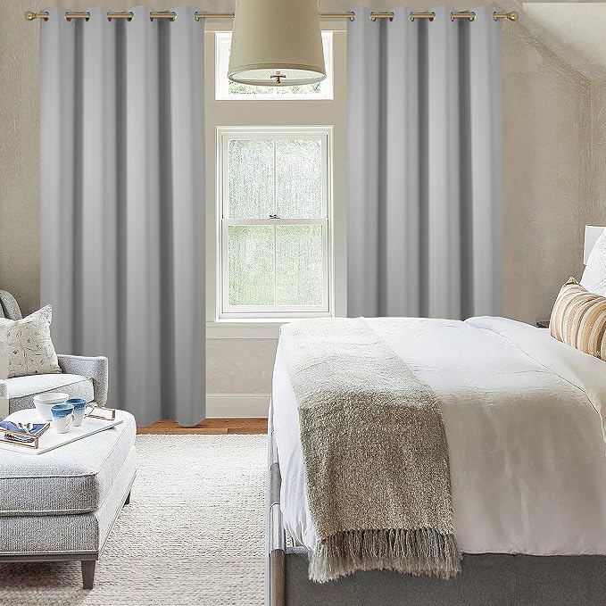 Diraysid Light Grey Grommet Blackout Curtains - Image 7