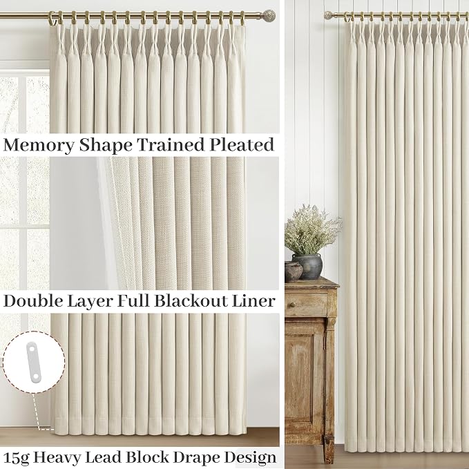 Extra Wide Pinch Pleated Blackout 102 Inch Long Curtains - Image 4