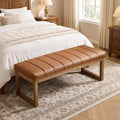 52.7" Bedroom Bench for End of Bed, Faux Leather Entryway Bench | Modern by Zihanhome
