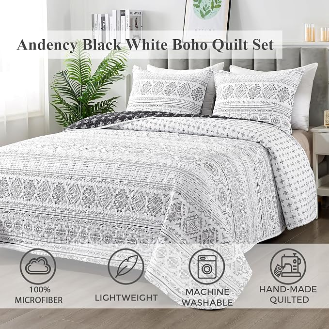 Black White Quilts Queen Size - Image 2