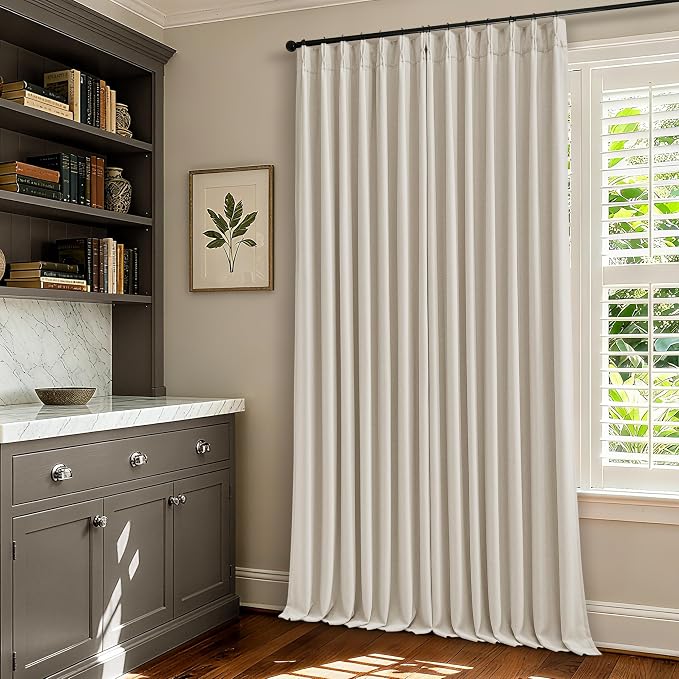 Natural Extra Wide Pleated Linen Blackout Curtains 84 Inches Long 70W x 84L | - Image 8