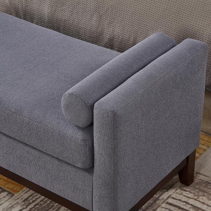 51" Full Size End of Bed Bench for Bedroom Living Room, Dark Grey. - Image 4