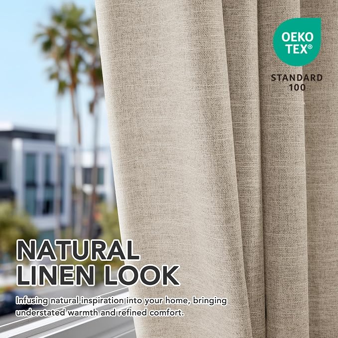 Deconovo Faux Linen 100% Blackout Curtains - Image 8