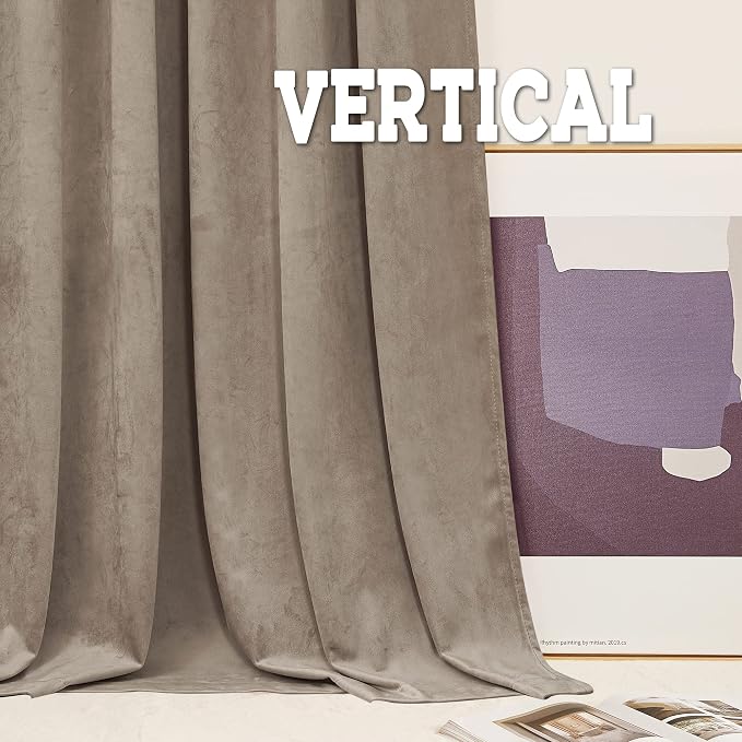 RYB Home Taupe Velvet Curtains 84 inches Length - Image 5