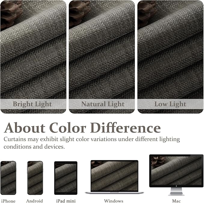 Extra Long Dark Grey Full Blackout Curtains & Drapes 108 Inches Long 2 Panels - Image 10