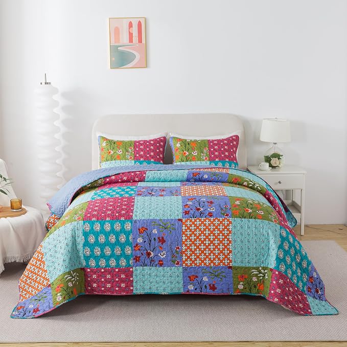 SLPR - All is Bright Colorful Patchwork Quilt Set, Queen - Image 2