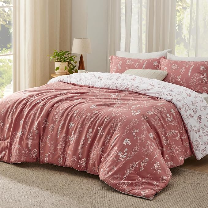 Bedsure Pink Clay Queen Comforter Set - Image 2