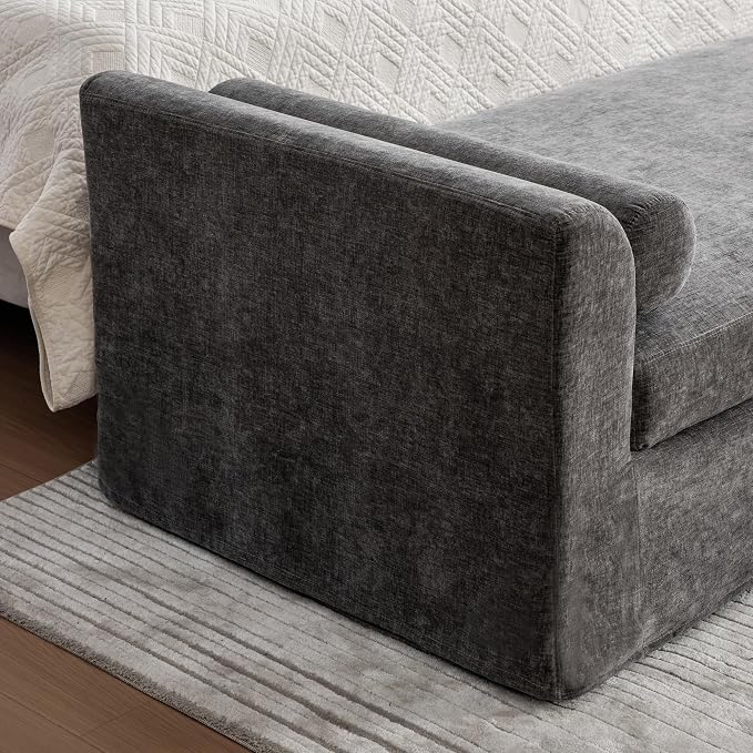 88.6" Extra Large End of Bed Sofa Gray, Chenille Oversized Chaise Lounge Bench - Image 4