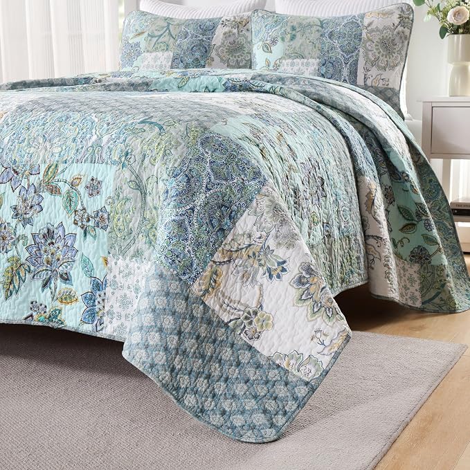 Etwel 100% Cotton Patchwork King Size Quilt Set - Image 8