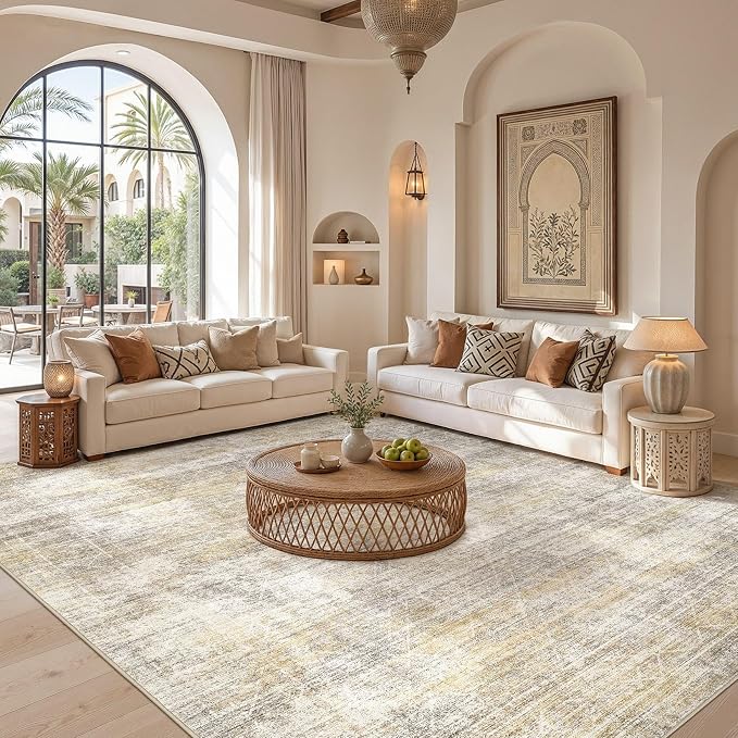 cotiled Boho 9x12 Area Rug for Living Room: Large Moroccan Washable Rug | Solve - Image 5