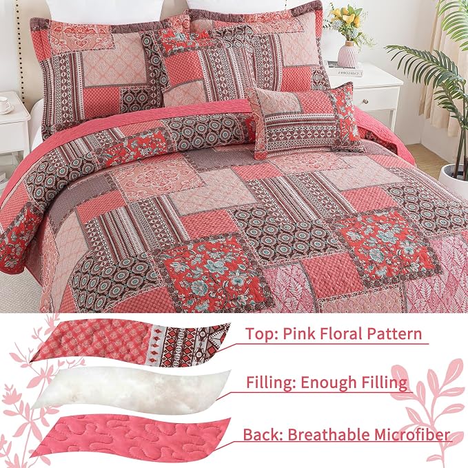 VAPUTAR 100% Cotton Face Quilts Queen Size, Queen Coverlet Set Suitable - Image 3