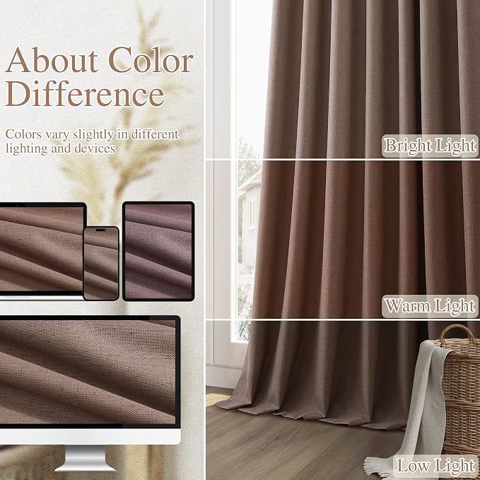 100% Blackout Curtains 102 Inch Length 2 Panels Set - Image 7