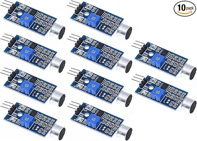 WWZMDiB Sound Sensor Compatible with for Arduino DIY Detecting The Presence and Absence of Sound via a Microphone (10 Pcs)