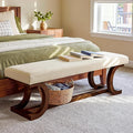 48-Inch Upholstered Bench, Solid Wood Entryway Bench by TribewoodbyTribesigns