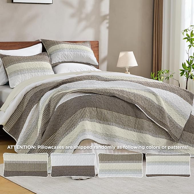 California King Quilt Set Mocha, 3 Pieces Bedspreads | Ultra Soft Lightweight - Image 3