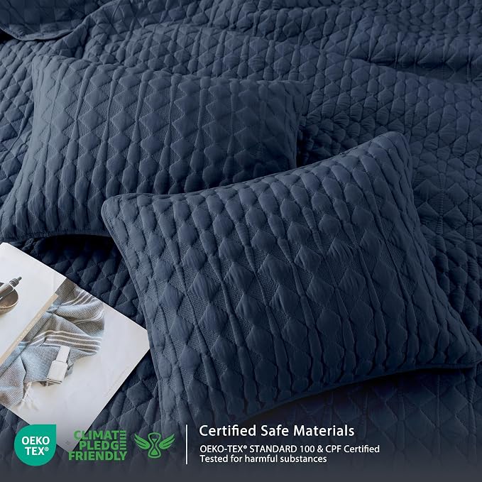 WDCOZY Navy Blue Quilt King Size Bedding Sets - Image 6
