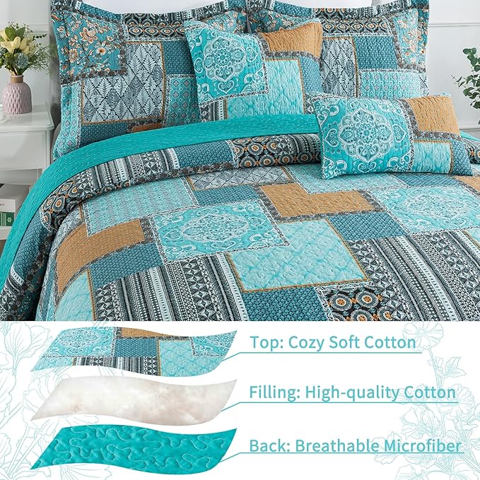 VAPUTAR Cotton Quilt Queen Size Bedding Set - Image 4