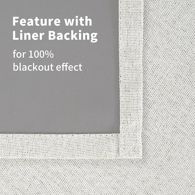 YoungsTex Ivory Linen Blackout Curtains 40 Inches Long, Short Thermal Insulated - Image 7