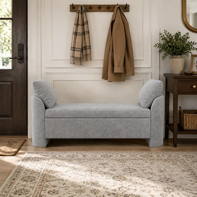Usaint 58.3" Upholstered Storage Ottoman Bench - Image 8